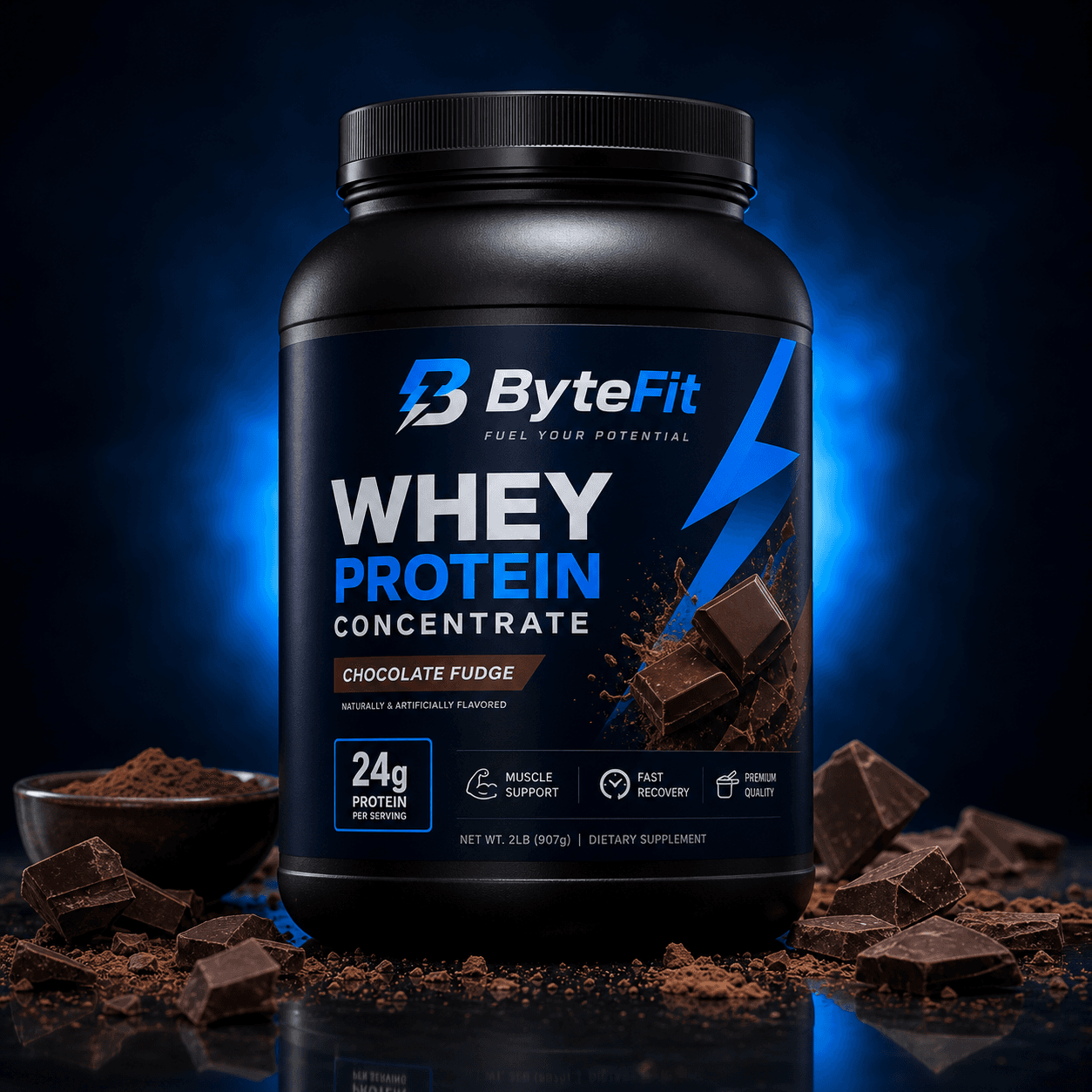 ByteFit Whey Protein Concentrate – Chocolate Fudge - Image 1